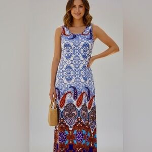NWT Cruise by Creation Vibrant summer Paisley Maxi Dress